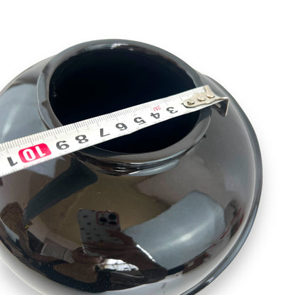 Large Glossy Black Ceramic Vase