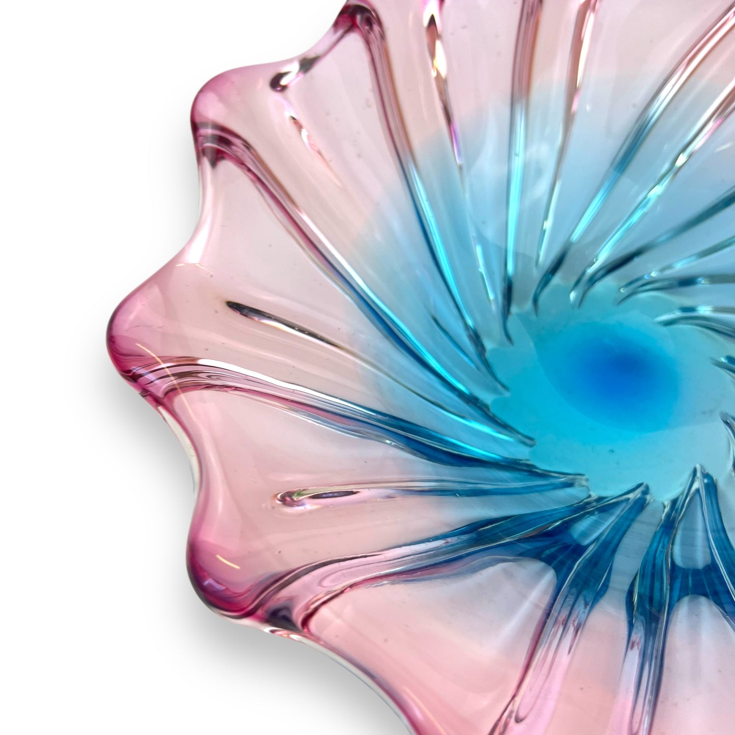 Pink & Blue Art Glass Large Dish