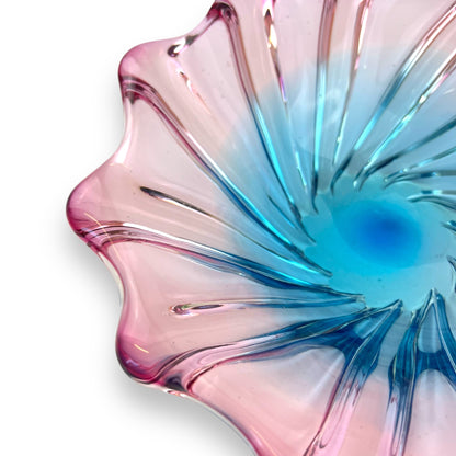Pink & Blue Art Glass Large Dish