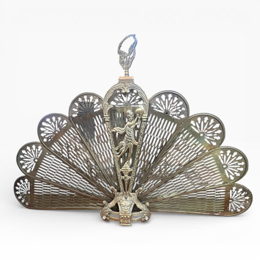 Brass Peacock Fire Screen