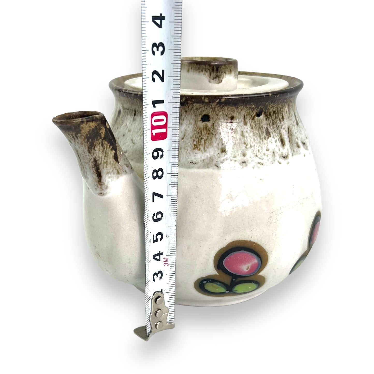 Fat Lava Drip Teapot red flower design.