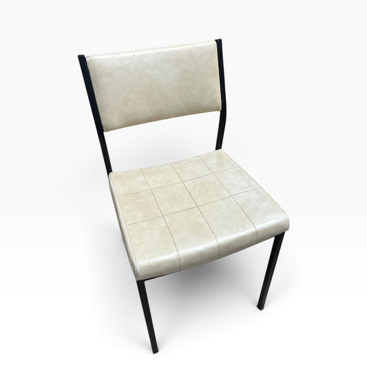 Cream Vinyl Dining Chair – Black Metal Frame