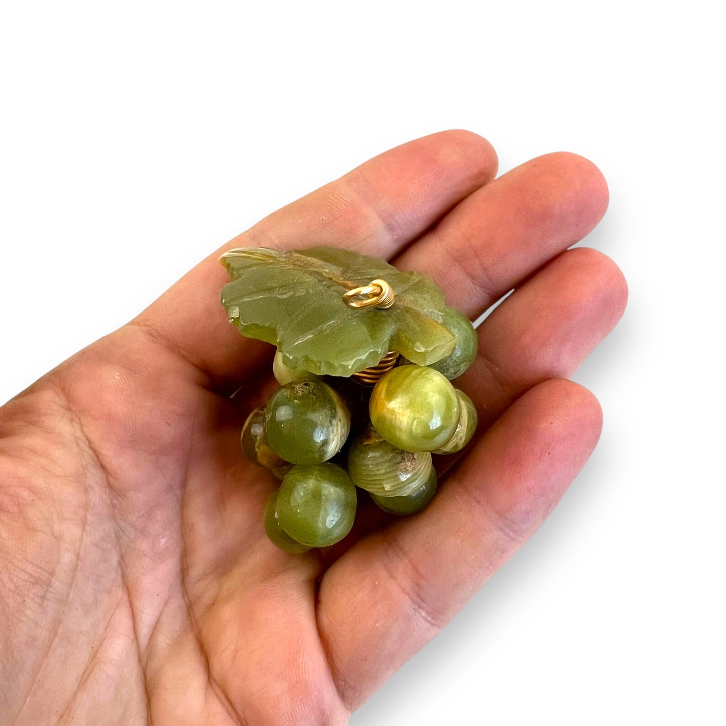 Jade Grape Cluster Pendant with Wire Wrap