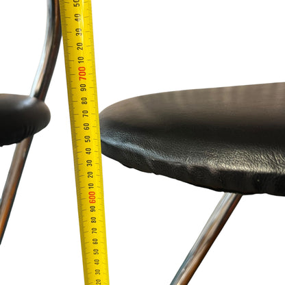 Pair of Chrome & Black Vinyl Bar Stools