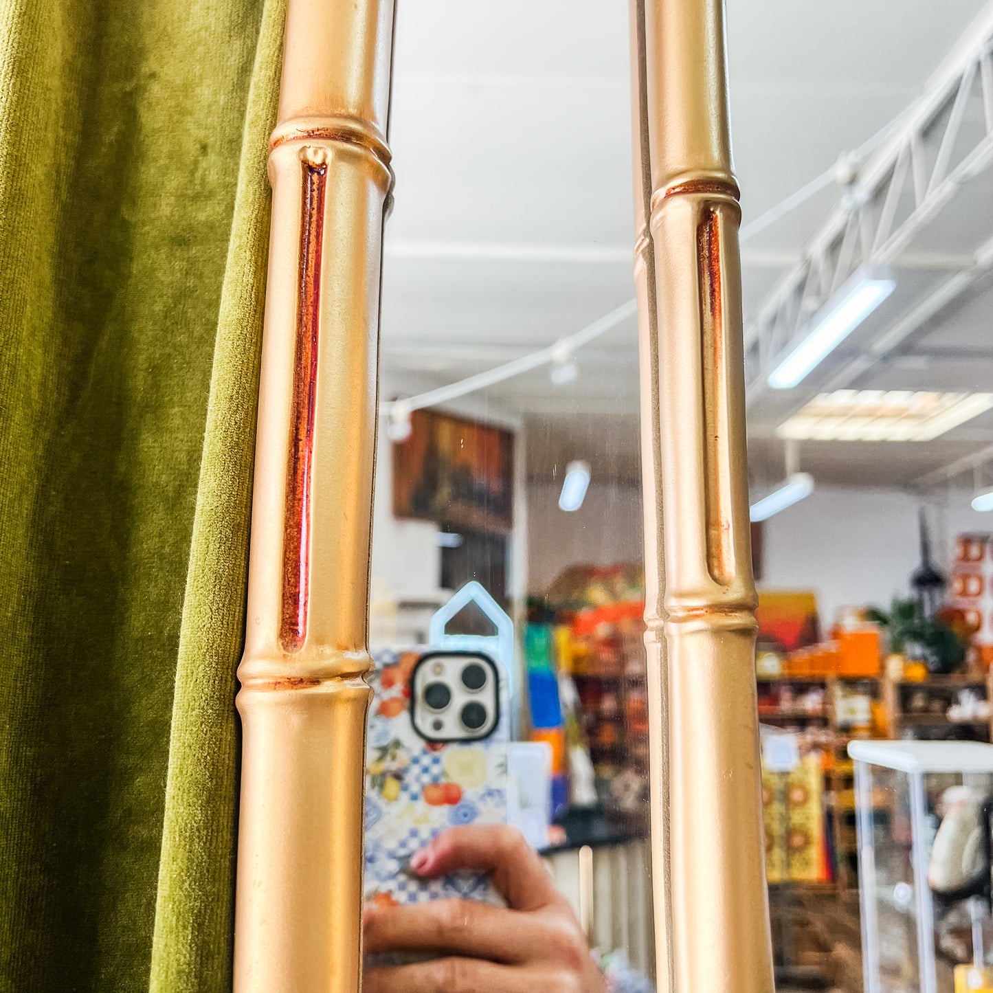 Octagonal Faux Bamboo Wall Mirror – Hollywood Regency Style