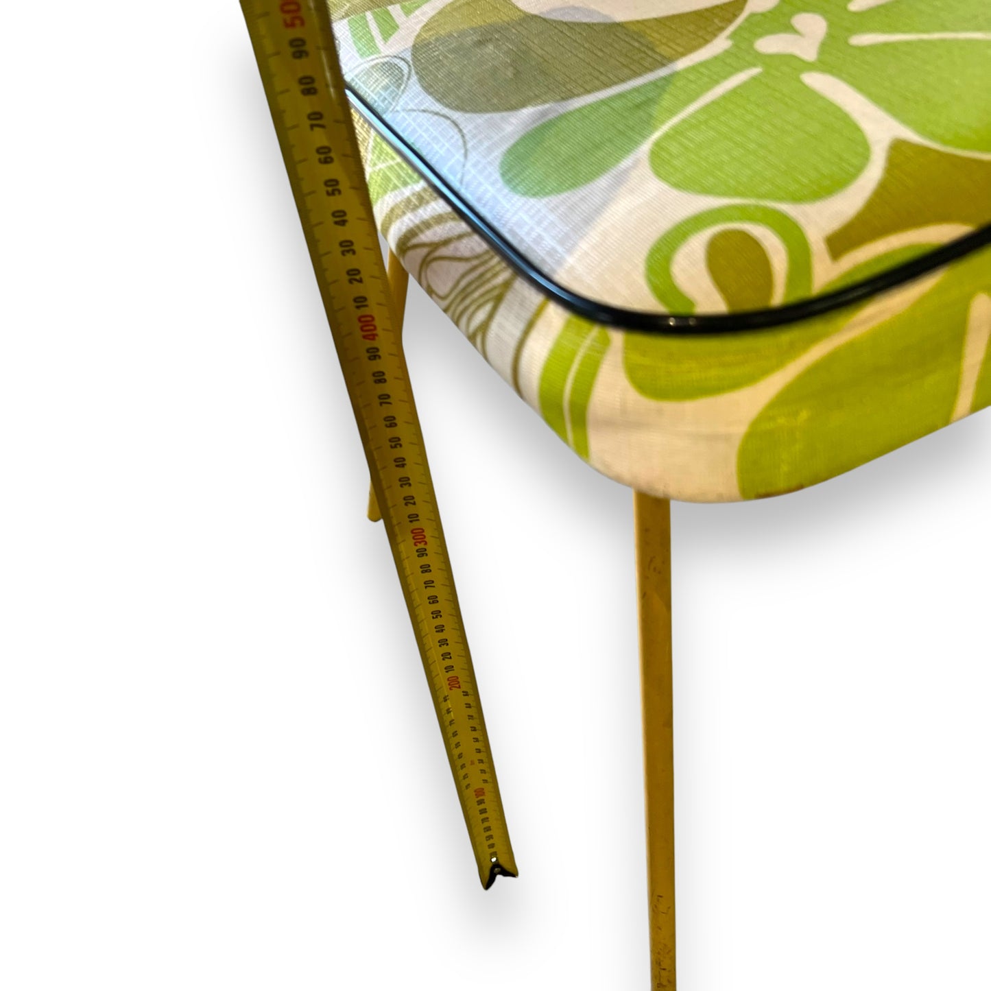 Yellow and green flower metal swirl chair