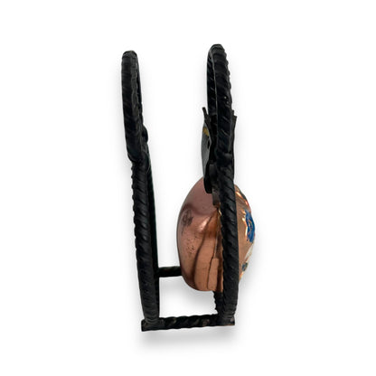 Napkin Holder with Hand-Painted Brass Cow Bell