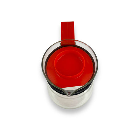 Glass jug red plastic lid & handle
