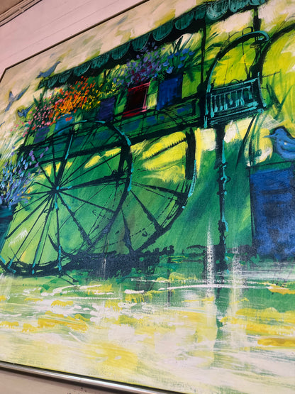 Large Lee Reynolds “Flower Cart” Framed Oil Painting