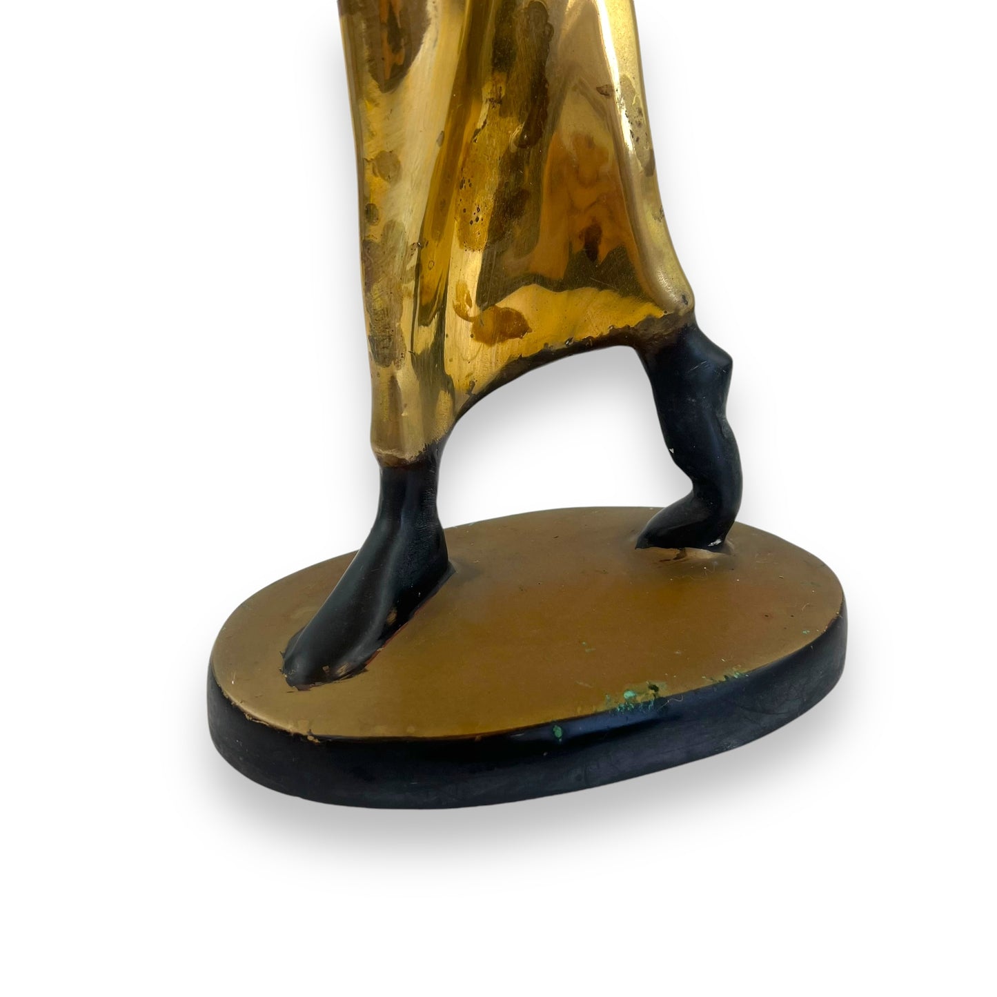 Karl Hagenauer Standing African Woman Brass Sculpture - Gold Skirt & Basket