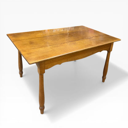 Solid Timber Dining Table – Warm Honey Oak Tone with Turned Legs