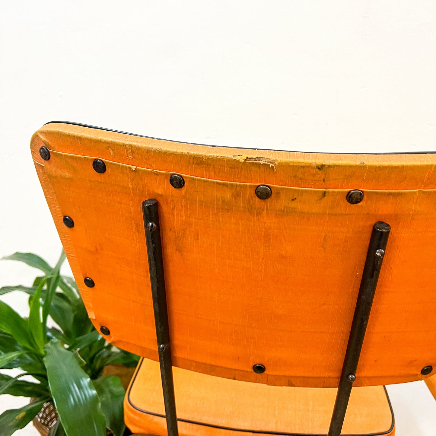 Retro Orange Chairs with black steel legs set of 2