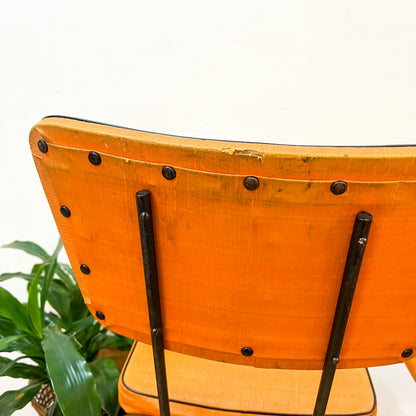 Retro Orange Chairs with black steel legs set of 2