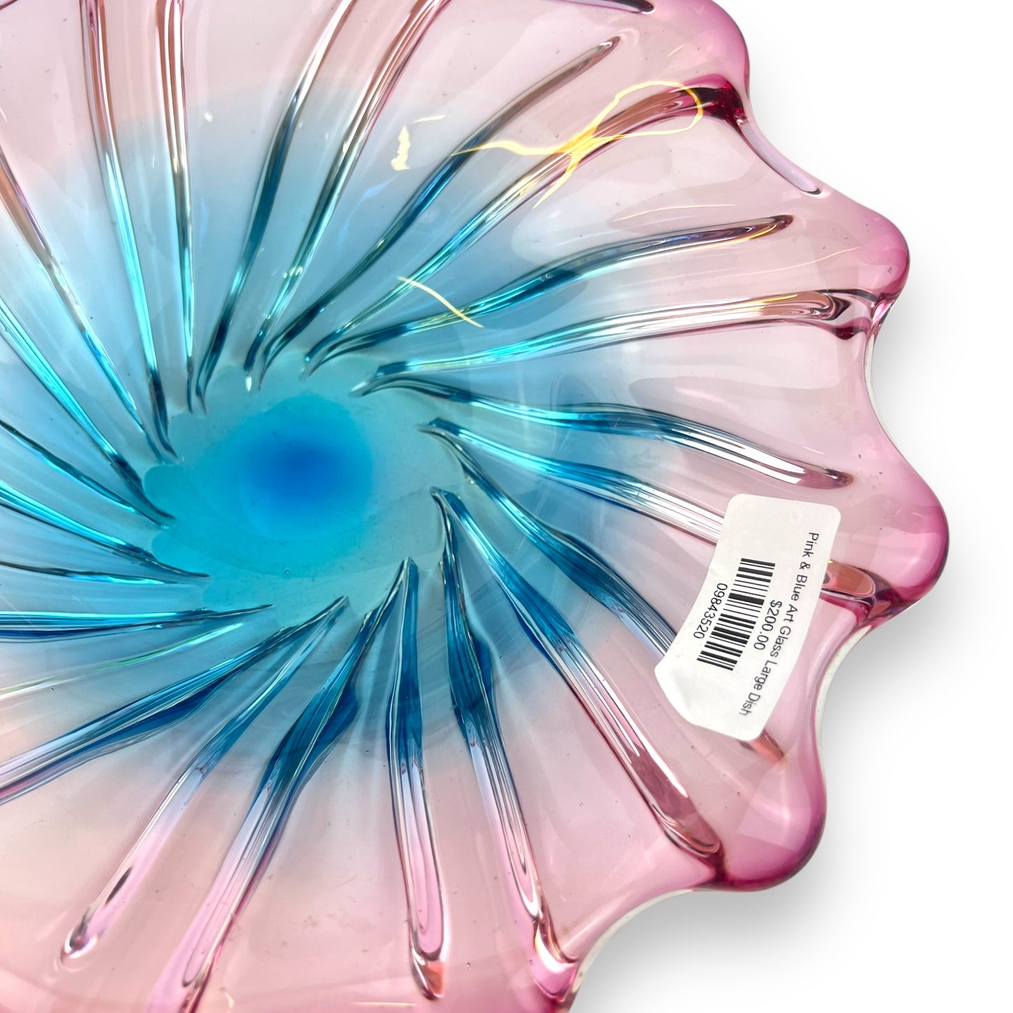 Pink & Blue Art Glass Large Dish