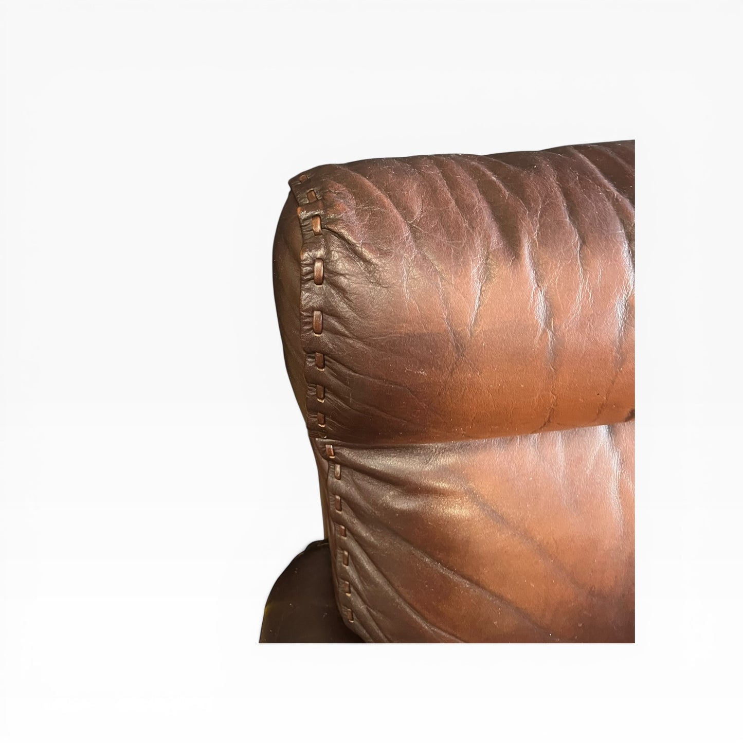 Moran Brown Leather Armchair with footrest
