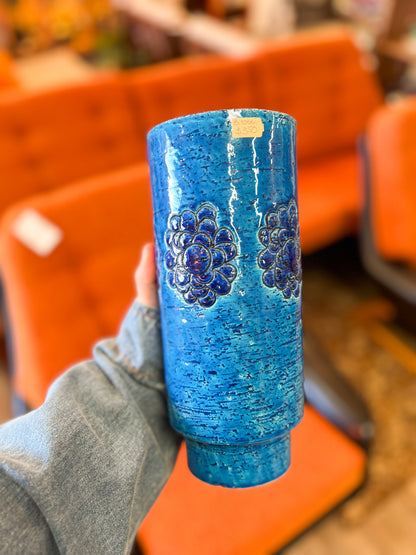 Bitossi Blue Flower Pattern Ceramic Vase – Made in Italy