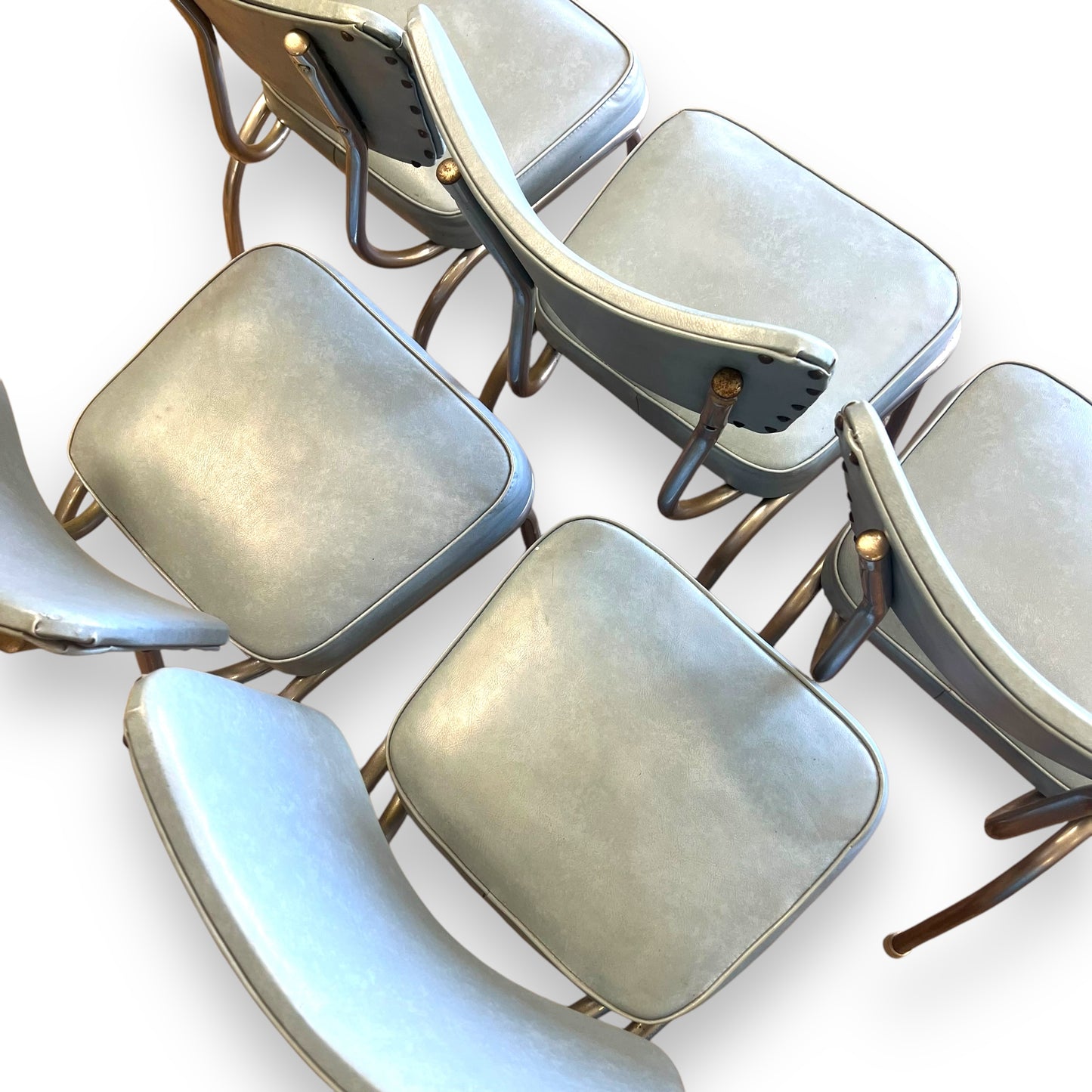 Blue Vinyl Dining Chair with Chrome Frame - Retro Mid-Century Modern Accent Chair