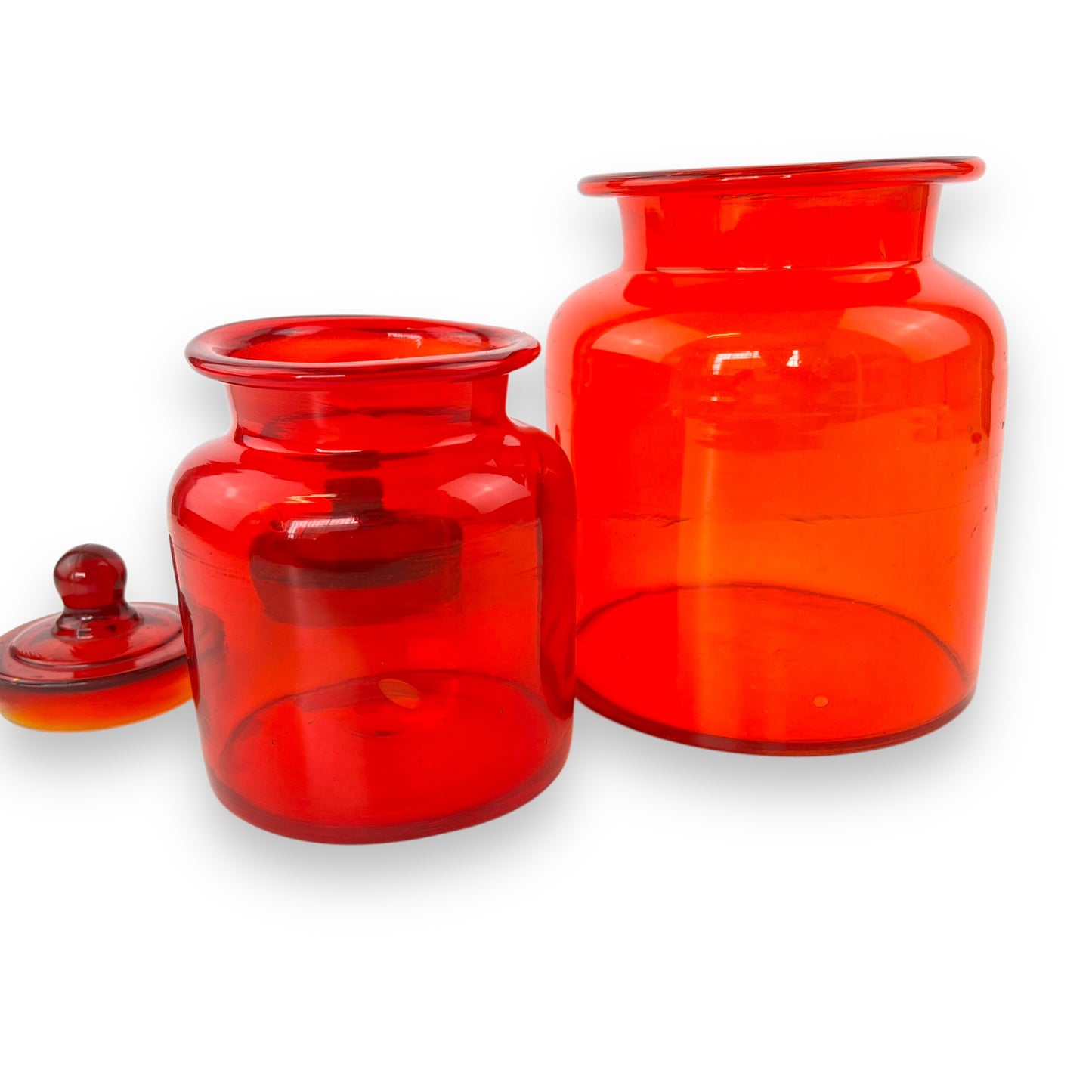 Takahashi Apothecary Jar Set of 2 – Red Glass – Made in Japan