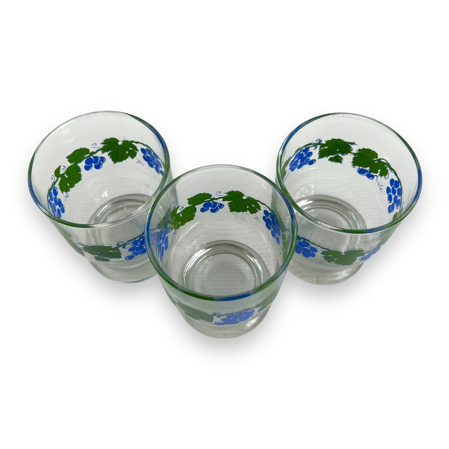Grape pattern glass cup set of 3