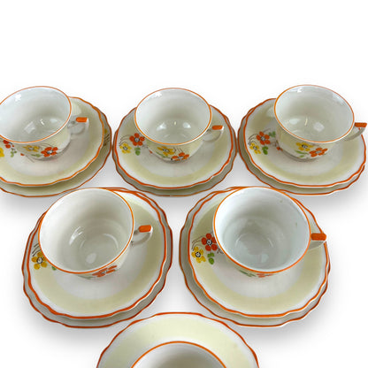Hand painted flower tea cup set - made in England