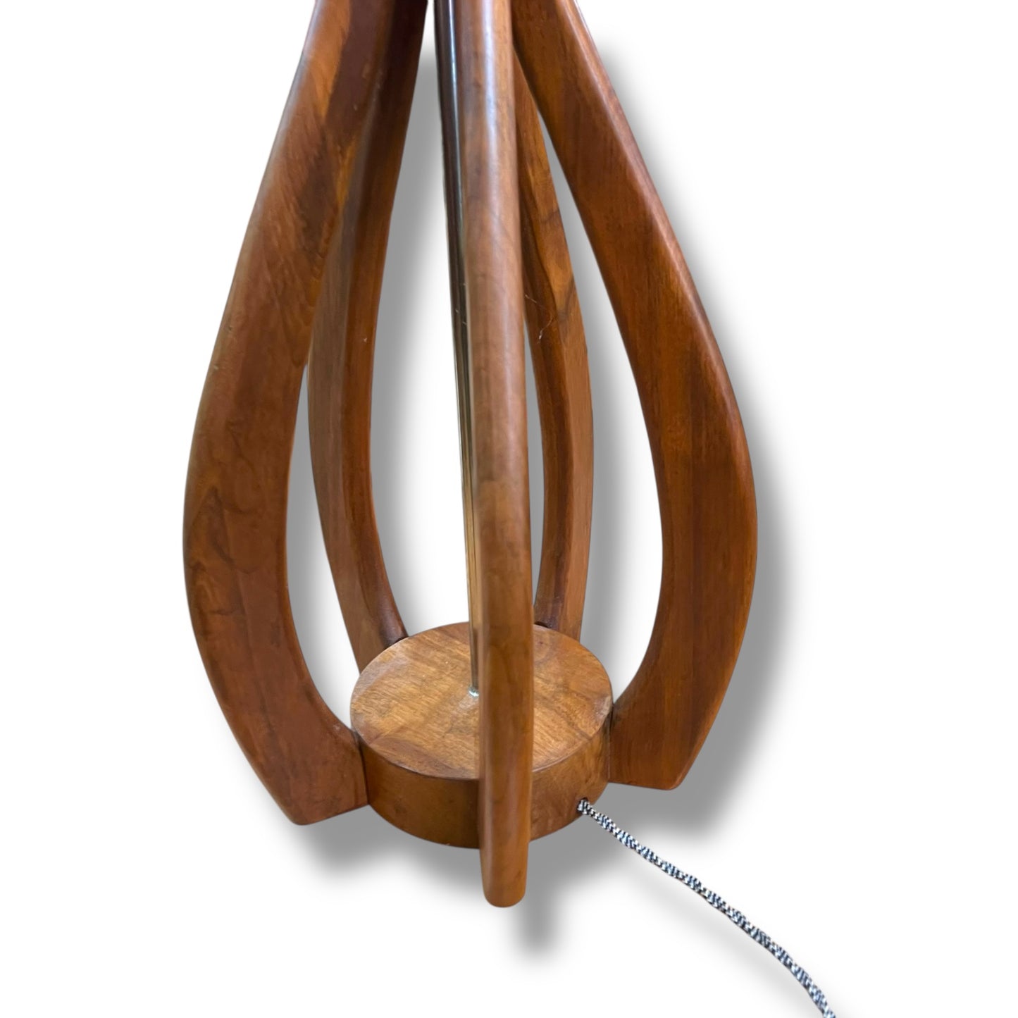 Pair of Mid-Century Teak Sculptural Lamps with Orange shades – Modeline