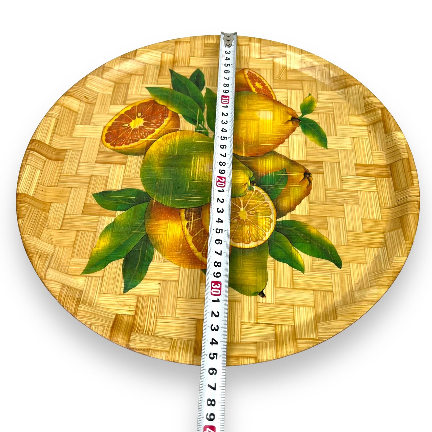 Round Bamboo Tray with fruit art