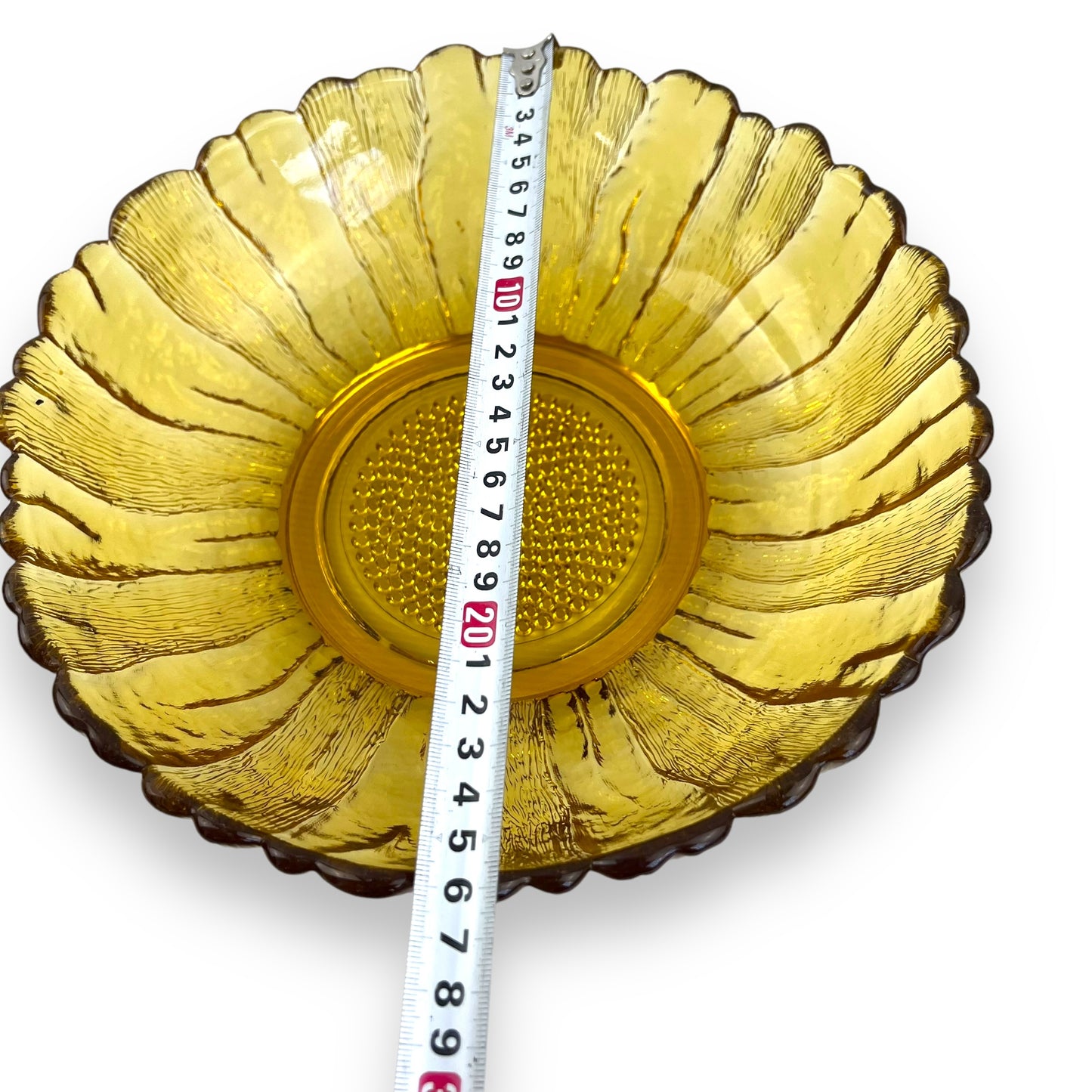 Anchor Hocking Honey Gold Sunflower Serving Bowl - Country Estate Dish 1960s