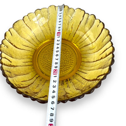 Anchor Hocking Honey Gold Sunflower Serving Bowl - Country Estate Dish 1960s