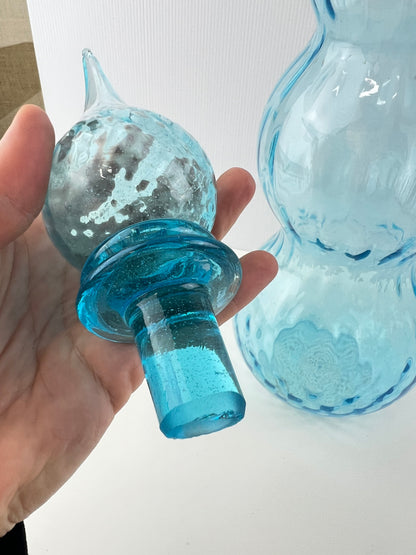 Toscany triple gourd blue glass genie bottle