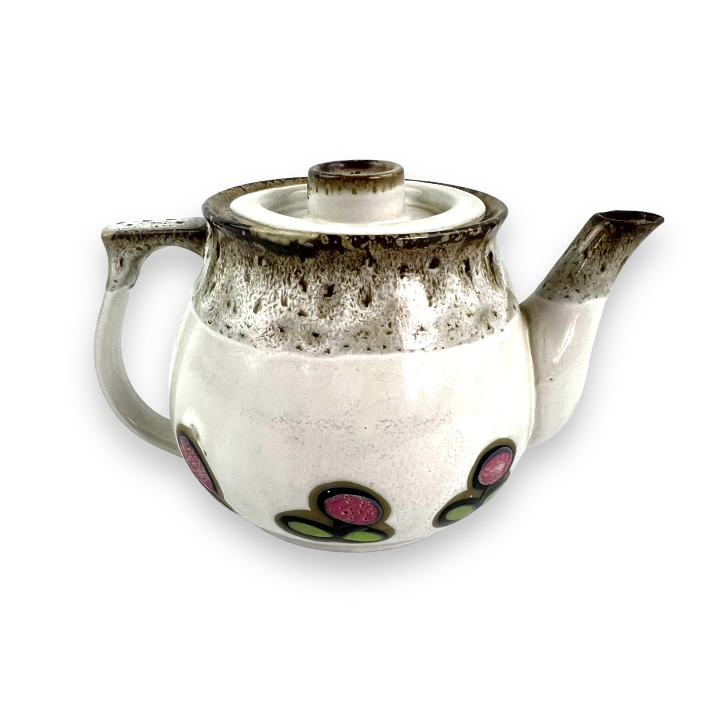 Fat Lava Drip Teapot red flower design.