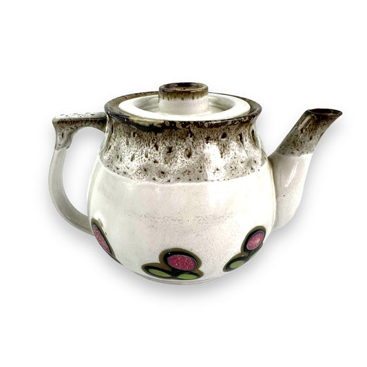 Fat Lava Drip Teapot red flower design.