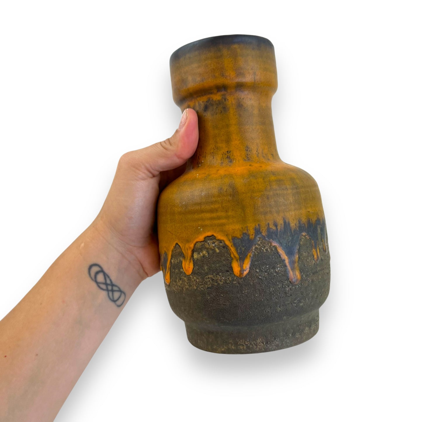 Austrian Orange Lava Drip Glaze Vase