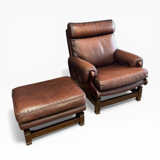 Moran Vintage Leather Armchair & Ottoman Set – Made in Melbourne