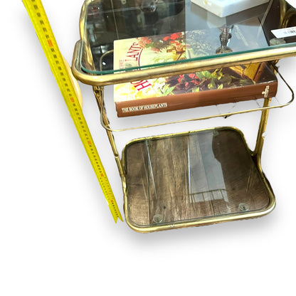 Brass side Table with shelf rack