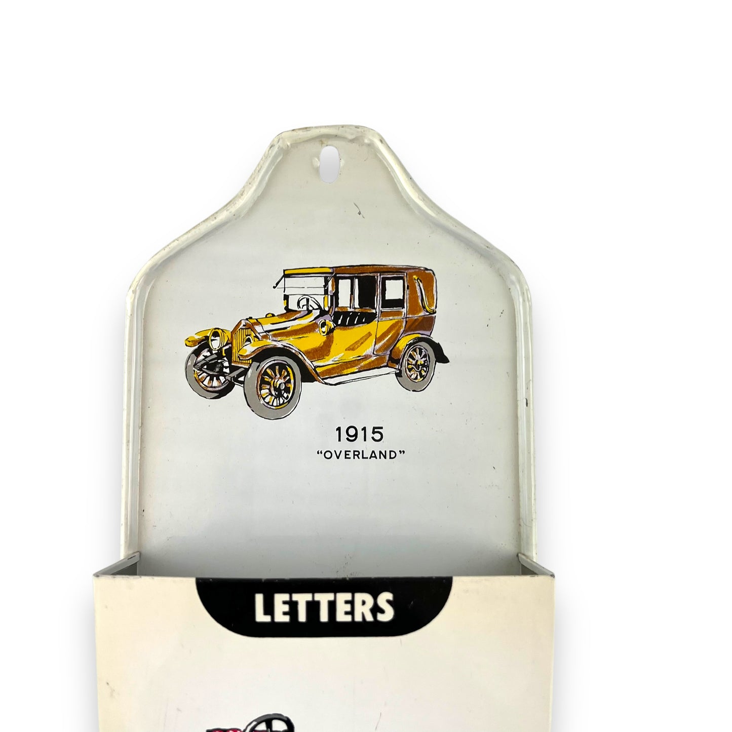 Metal Letters & Bills Wall Hanging Organiser with Vintage cars artwork