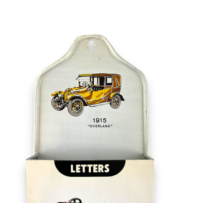 Metal Letters & Bills Wall Hanging Organiser with Vintage cars artwork