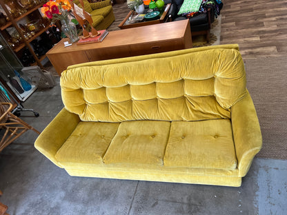 Fler Yellow Velvet Three-Seater Lounge