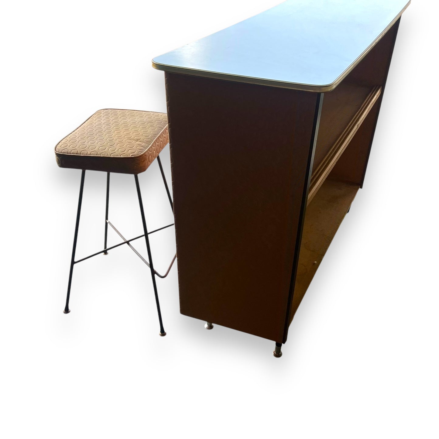 Retro Bar & Stool Set – Gold Vinyl