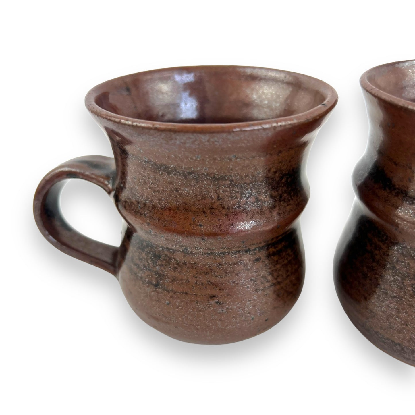 Brown Pottery Mug x2