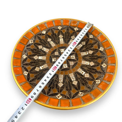 Mosaic Stone Plate | Geometric Tile Design in Orange and Brown