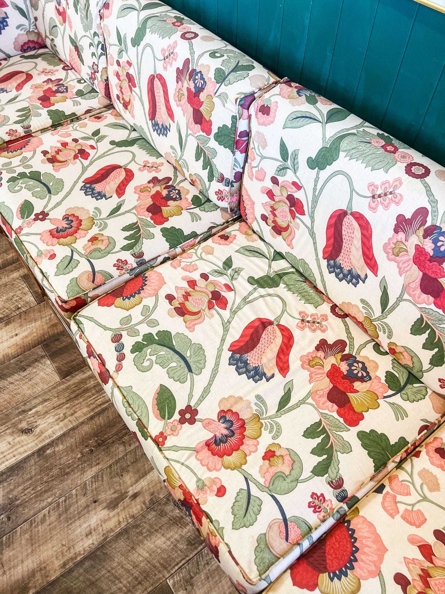 Cane 4 Piece Modular Lounge Floral Cushions