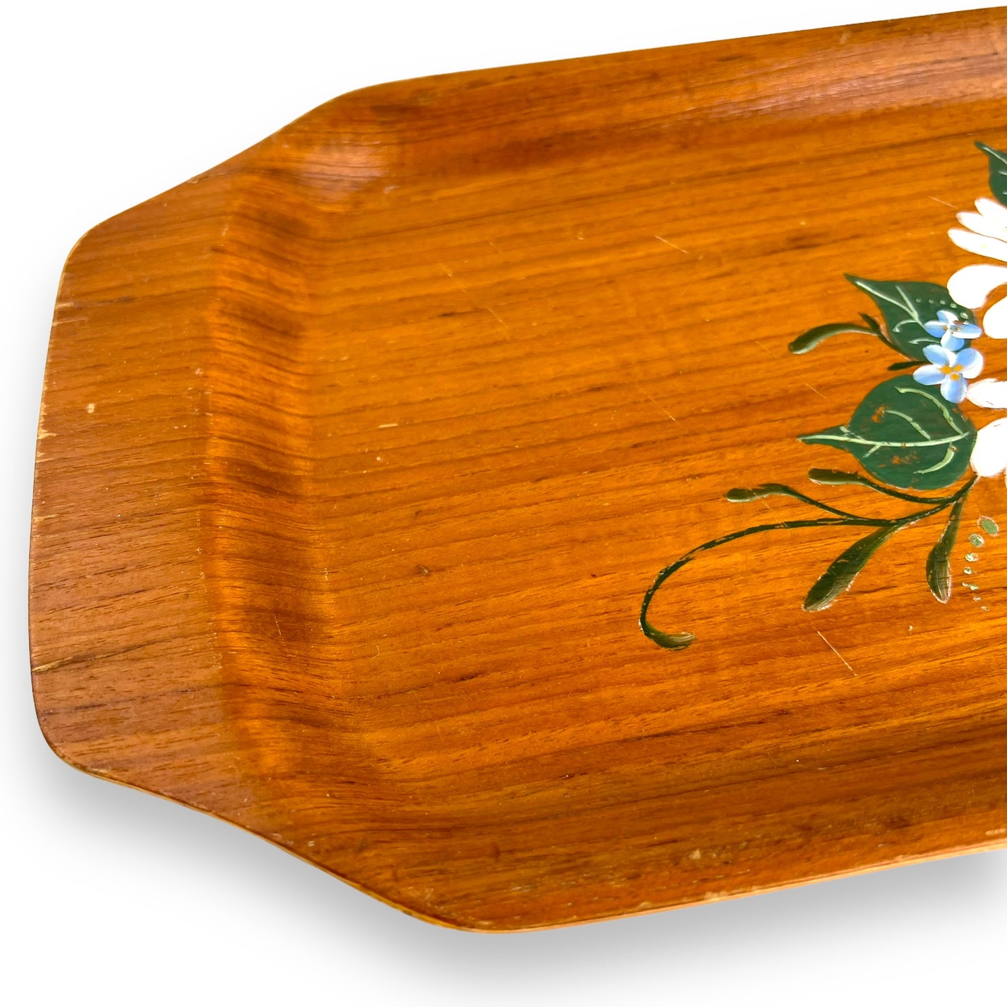 Wood platter with flowers