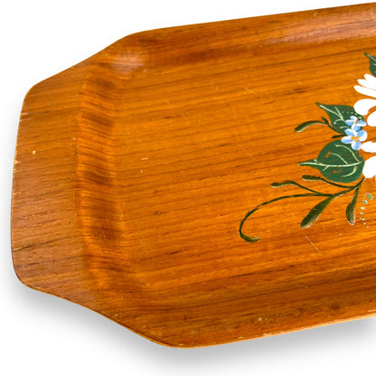 Wood platter with flowers