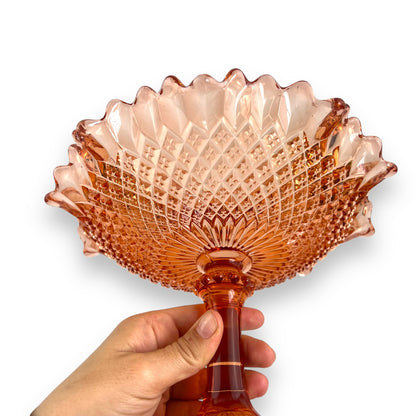 Pink Art Glass Comport Table stand Bowl