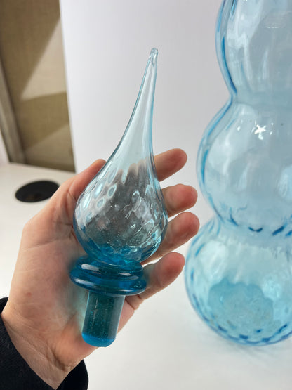 Toscany triple gourd blue glass genie bottle