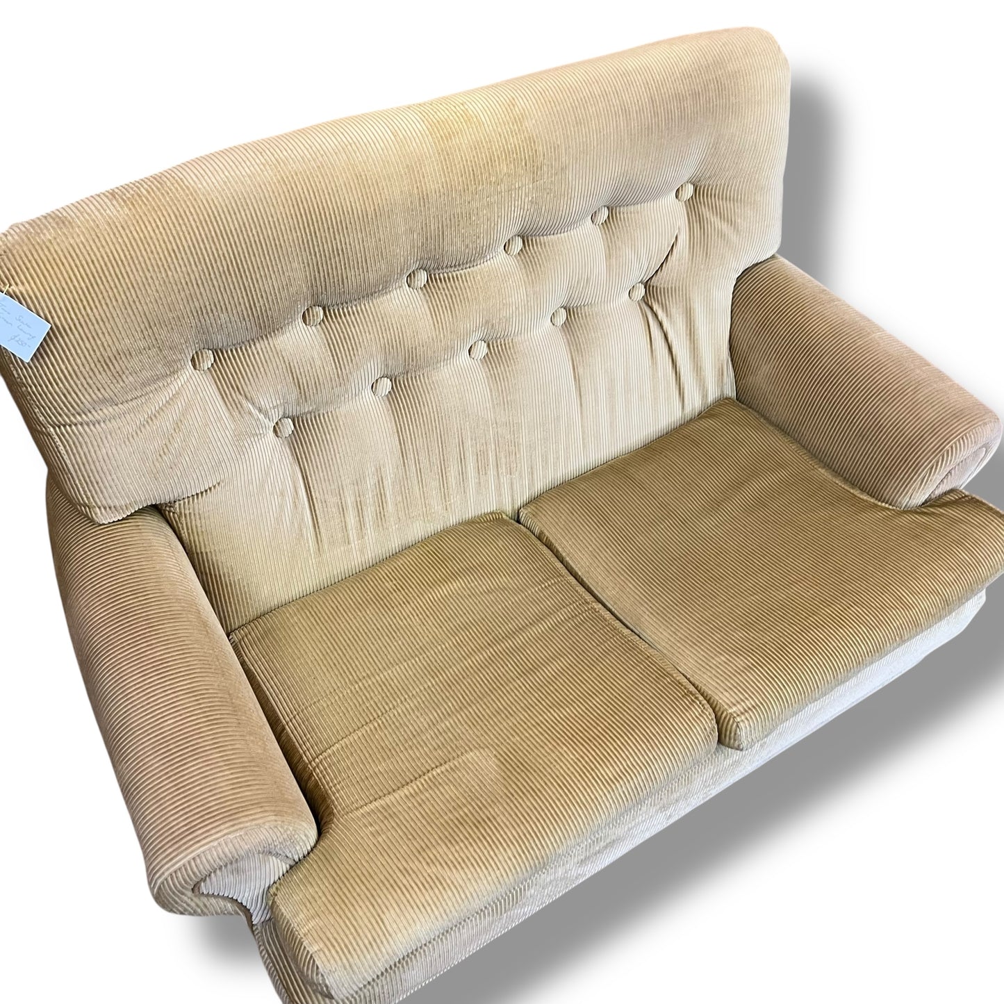 Green-Yellow Corduroy 2-Seater Lounge