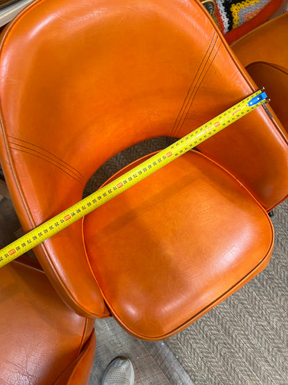 Set of 4 Retro Orange Swivel Dining Chairs