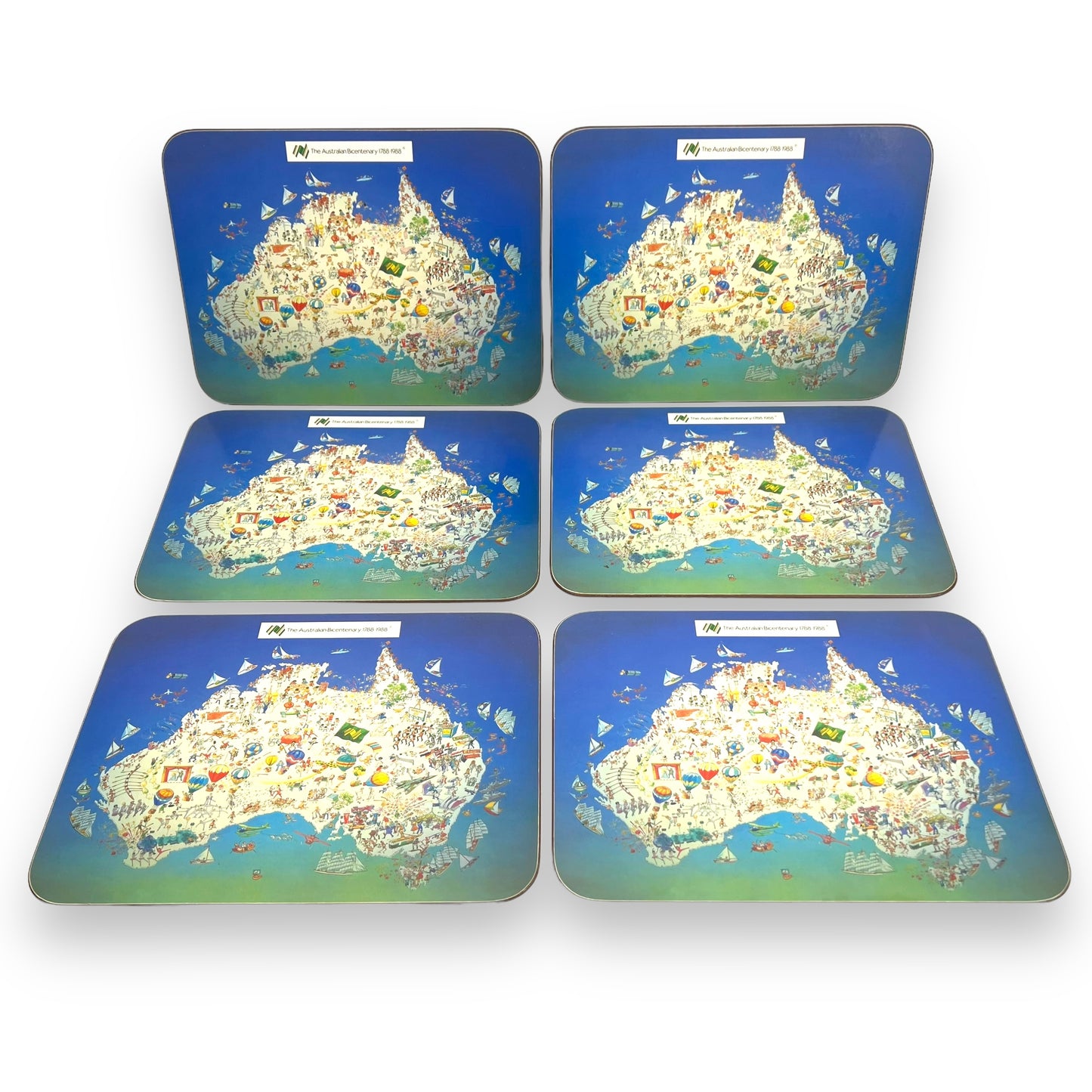 The Australian Bicentenary 1788-1988 Placemat Australian Map Set of 6