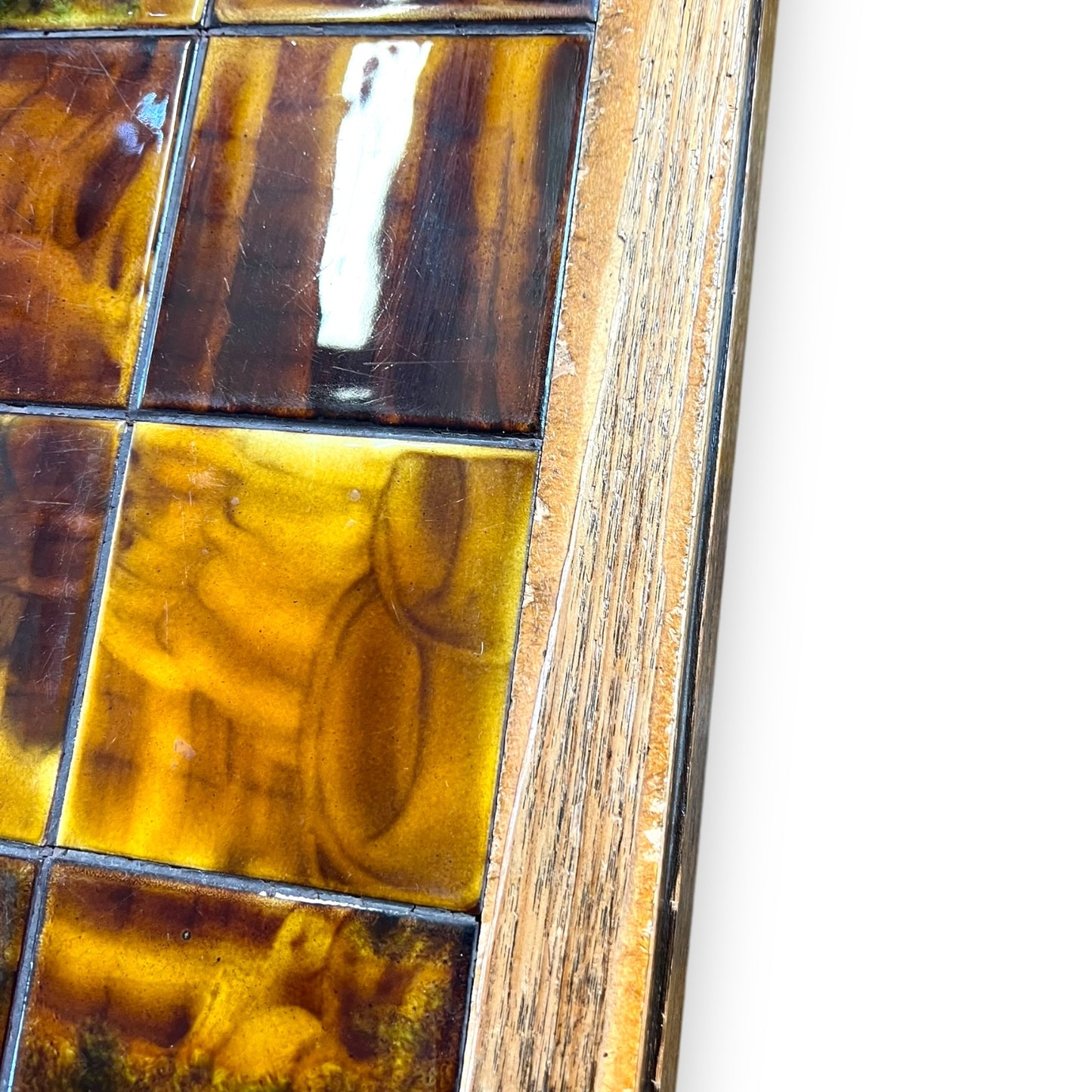 Retro Tile Coffee Table with Warm Brown and Amber Yellow Toned Tiles