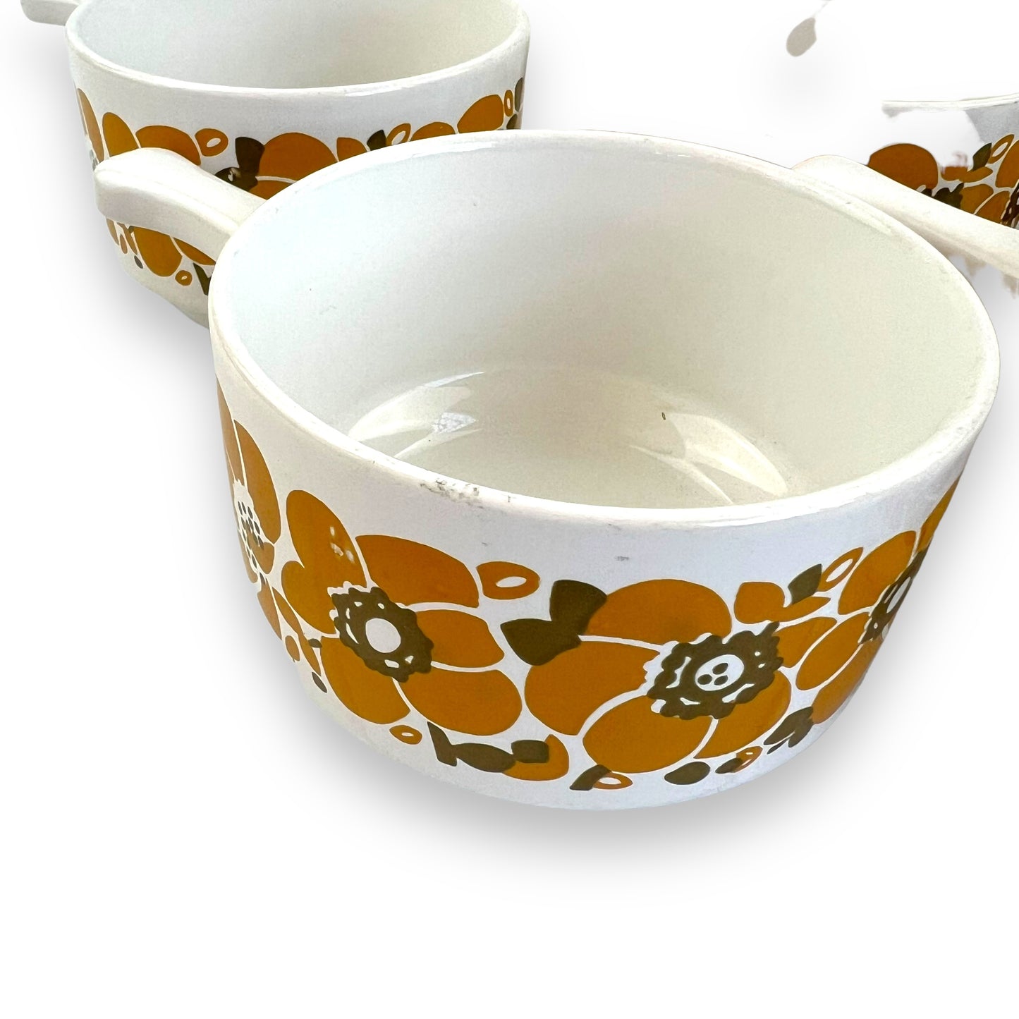 Staffordshire Pottery England Yellow Flower Ramekin Set of 5